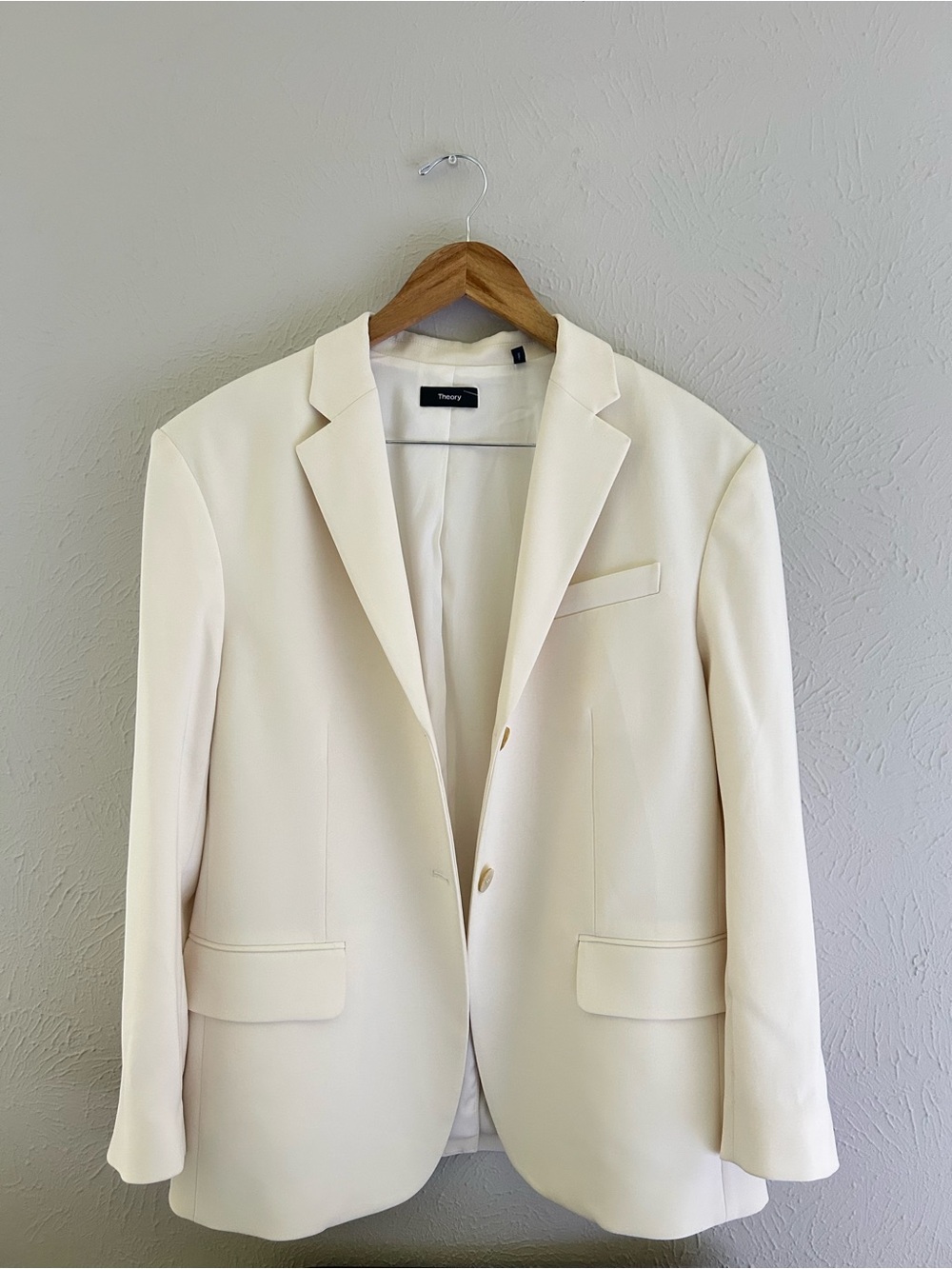 THEORY Admiral Crepe Boxy Blazer Ivory Small Medium Rice - Picture 4 of 11
